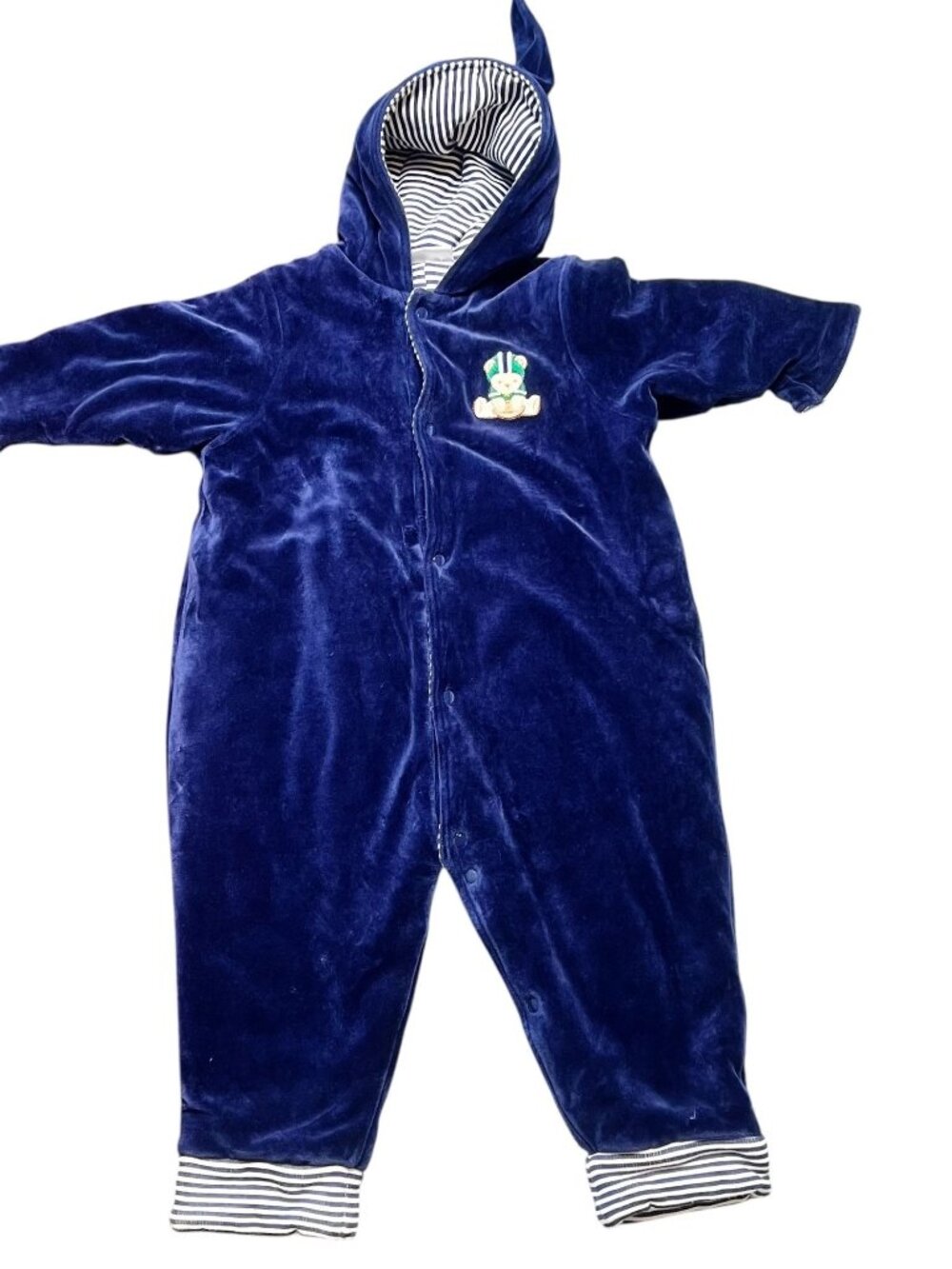 First Impressions Bodysuit Bunting Baby Size 12 Months Blue Velvet Hooded Ears
